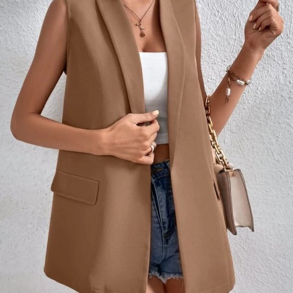 Tan Open Front Vest - Picture 4 of 6